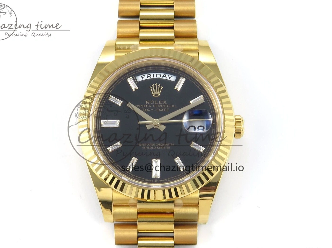 MiroTime 0320 Packable Day Date 40 YG 228238 THBF 1:1 Best Edition Black Crystal Dial on President Bracelet VR3255 V3 (Gain Weight) 378